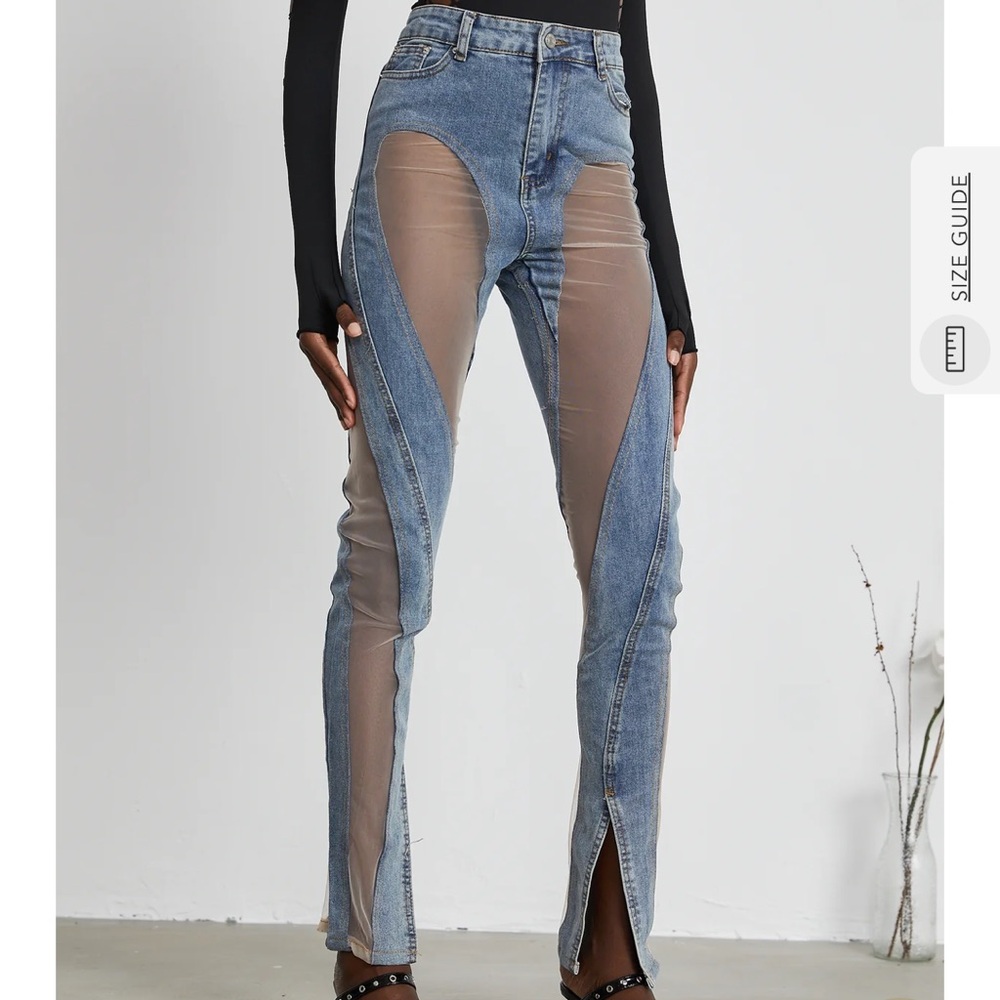 AÉLIS SHEER-PANELLED JEANS